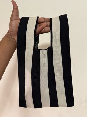 ASOS Striped Black and White Knit Tote Bag